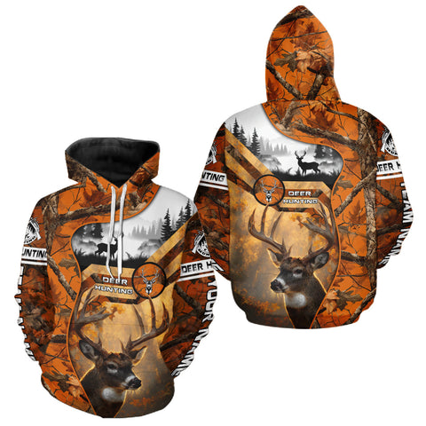 Maxcorners Fall Camo Whitetail Deer Hunting Shirt with Custom Name – Personalized Hunting Clothes for Men LM0409