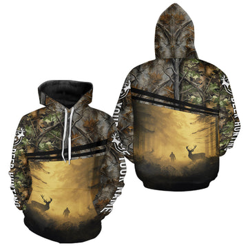 Maxcorners Whitetail Deer Hunting Custom Name Camouflage Shirt, Best for Hunting Season MT1511
