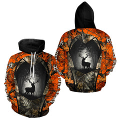 Maxcorners Personalized Orange Camo Whitetail Deer Hunting Shirt With 3D Print For Men LM1812