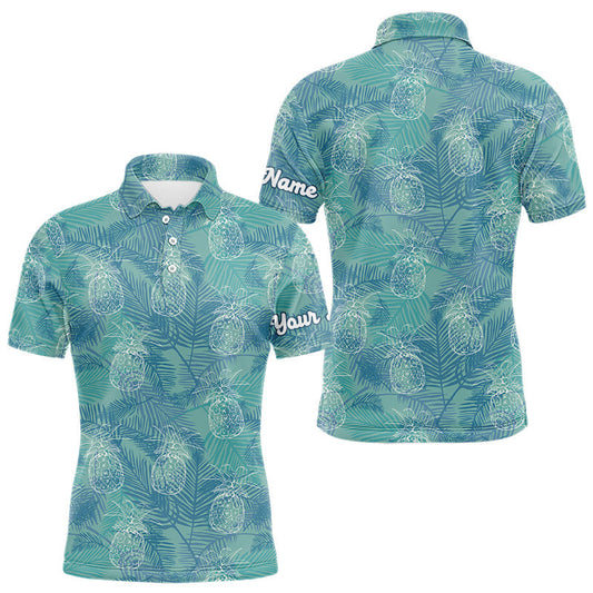 Maxcorners Funny Pineapple Tropical Palm Tree Mens Golf Polo Shirts Custom Golf Shirts For Men