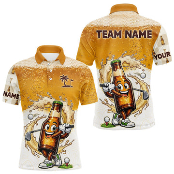 Maxcorners Custom Beer Golf Polo Shirt, Funny Beer Bottle Golfer Polo, Golf Team Name Shirt Beer Lover Golf Gift LM1705