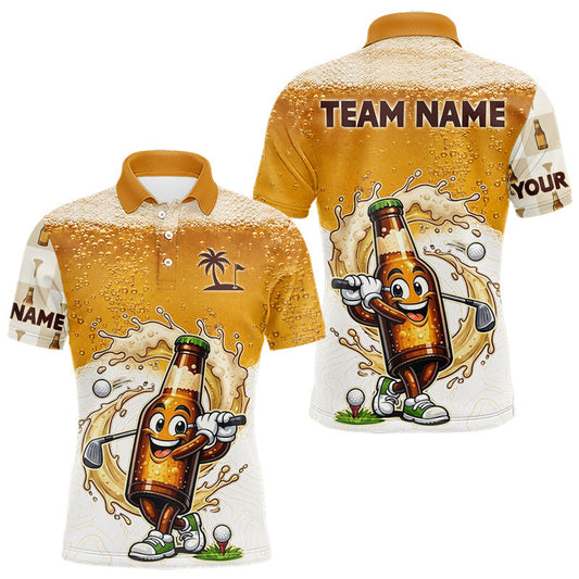 Maxcorners Custom Beer Golf Polo Shirt, Funny Beer Bottle Golfer Polo, Golf Team Name Shirt Beer Lover Golf Gift LM1705