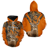 Maxcorners Whitetail Deer Hunting 3D Full Orange Camo Shirt Custom Name Best Gift for Hunters LM3010