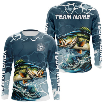 Maxcorners Custom Largemouth Bass Long Sleeve Tournament Fishing Shirts, Team Bass Fishing Jerseys LM1005