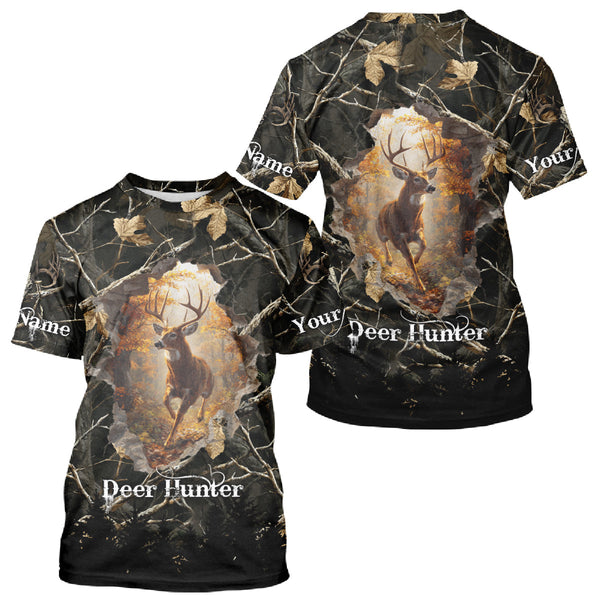 Maxcorners Personalized Whitetail Deer Hunting Camo 3D Print Custom Name Shirts, Hunting Gifts LM0409