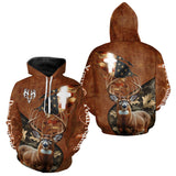 Maxcorners Whitetail Deer Hunting Leather Pattern US Flag Camouflage Custom Name 3D Shirts for Men LM0611