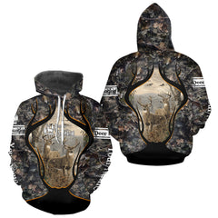 Maxcorners Whitetail Deer Custom Name 3D Printed Long Sleeve Hoodies, Deer Hunting Shirt, Hunting Season