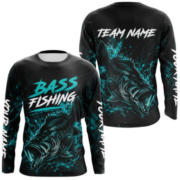 Maxcorners Personalized Bass Fishing Jerseys, Custom Neon Camo Fishing Shirts Long Sleeve For Men LM1307