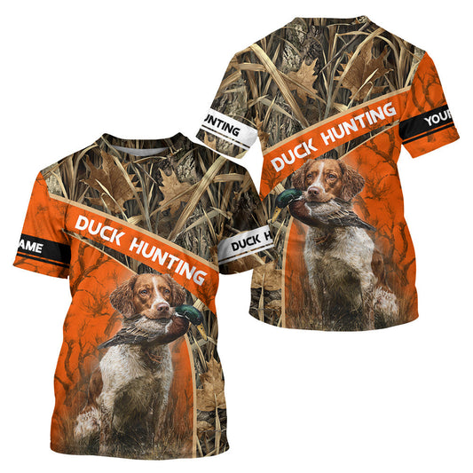 Maxcorners Duck Hunting Orange Camo Custom Name 3D Full Printing Shirts, Hunting Apparel for Duck Hunter  LM1109
