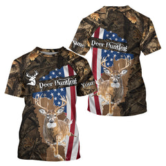Maxcorners Forest Camo Deer Hunting Shirt American Flag Full All Over 3D Printed Hoodie For Men LM1112