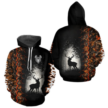 Maxcorners Whitetail Deer Hunting Big Game Orange Camo Custom Name 3D Printed Shirts Gift For Hunting Lovers LM2709