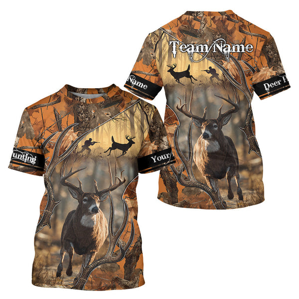Maxcorners Fall Season Orange Camo Whitetail Deer Hunting Shirt - Hunting Clothes for Men, Deer Hunting Gift LM2608