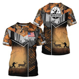 Maxcorners Orange Camo Deer Bow Hunting Custom Name Shirts - Best Hunting Apparel, Hunting Gifts for Men LM2608