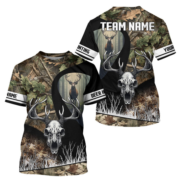 Maxcorners Camo Deer Hunting Shirt with Antlers Skull – Personalized Hunting Clothes, Hunting Gifts for Men LM2608