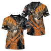 Maxcorners Whitetail Deer Hunting Orange and Black Camo Shirts with US Flag, Personalized Hunting Shirt LM2608
