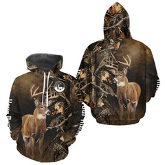 Maxcorners Deer Hunting Brown Camouflage Custom Name 3D Printing Shirt for Men, Deer Hunting Gifts LM2509