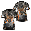 Maxcorners Jumping Whitetail Deer Hunting Dark Camo Custom Name 3D All Over Printed Shirts, Hunting Gifts LM2608
