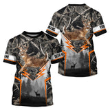 Maxcorners Jumping Whitetail Deer Hunting Dark Camo Custom Name 3D All Over Printed Shirts, Hunting Gifts LM2608