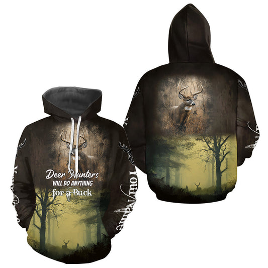 Maxcorners Best Brown Camo Deer Hunting Clothes Custom Name Whitetail Deer Design Hunting Gifts LM2608