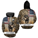 Maxcorners Duck Hunting Waterfowl Camo US Flag Black Labrador Retriever Dog Shirts, Duck Hunting Gifts LM2608