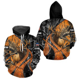 Maxcorners Elk Hunting Orange and Black Camo Shirts with US Flag, Personalized Hunting Shirt LM0409