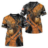 Maxcorners Elk Hunting Orange and Black Camo Shirts with US Flag, Personalized Hunting Shirt LM0409