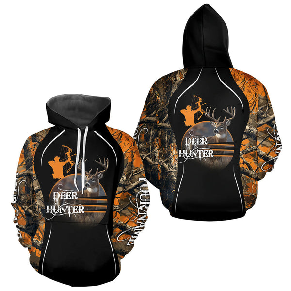 Maxcorners Deer Bow Hunting Orange Camo Custom Name Shirts, Personalized Deer Hunting Clothes, Hunting Gifts LM0409