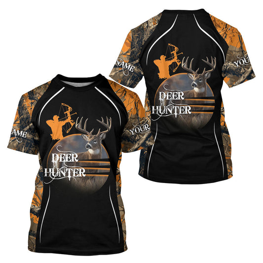 Maxcorners Deer Bow Hunting Orange Camo Custom Name Shirts, Personalized Deer Hunting Clothes, Hunting Gifts LM0409