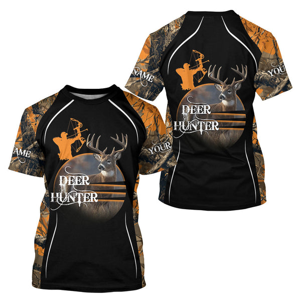 Maxcorners Deer Bow Hunting Orange Camo Custom Name Shirts, Personalized Deer Hunting Clothes, Hunting Gifts LM0409