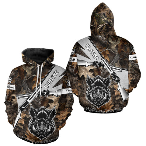 Maxcorners Wild Boar Hunting Rifle Vector 3D Printed Custom Name Shirts, Boar Hunting Clothing, Hunting Gifts LM1610