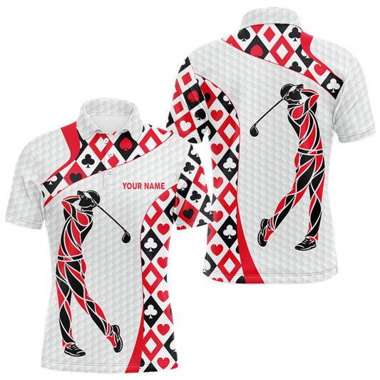 Maxcorners Personalized Poker Mens Golf Polo Shirt Custom Name Funny Golf Top For Team, Golfer Gift For Men