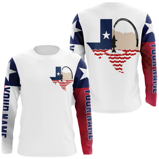 Maxcorners Personalized Texas Flag Long Sleeve Custom Name Tournament Fishing Shirts, Texas Fishing Jerseys LM1903
