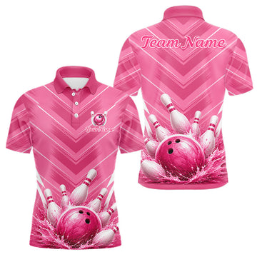 Maxcorners Custom Pink Bowling Shirt For Men, Bowling League Shirt Bowling Team Jersey