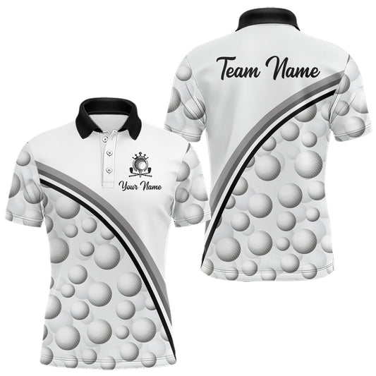 Maxcorners Golf Ball Gray Pattern Mens Golf Polo Shirts Custom Name Golf Ball Pattern, Golf Attire For Mens