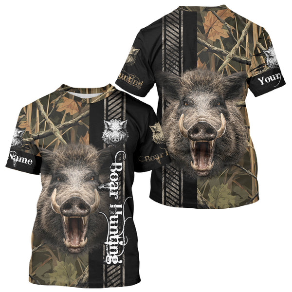 Maxcorners Personalized Wild Hog Hunting Camo Custom Name Best Gifts for Hunters, Boar Hunting Clothes LM1109