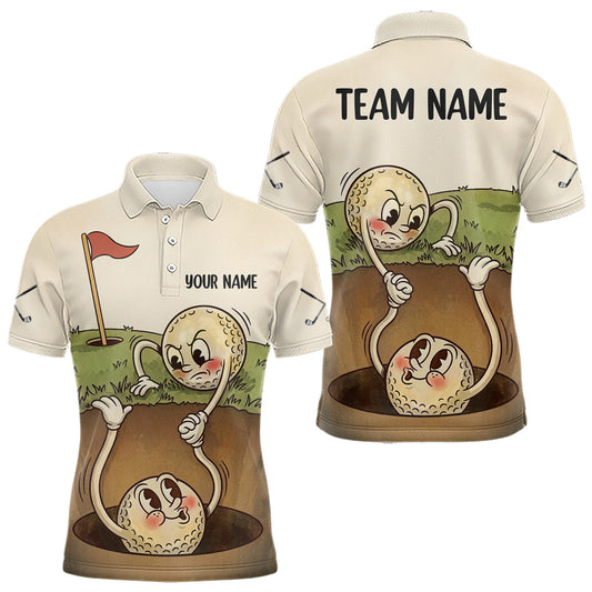 Maxcorners Vintage Funny Golf Ball Custom Team Polo Shirt, Personalized Mens Golf Polo Shirt, Golf Lovers Gift LM1104