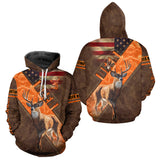 Maxcorners Whitetail Deer Hunting Leather Pattern Custom Name Shirt 3D All Over Printed Clothes, Hunting Gifts LM0409