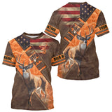 Maxcorners Whitetail Deer Hunting Leather Pattern Custom Name Shirt 3D All Over Printed Clothes, Hunting Gifts LM0409