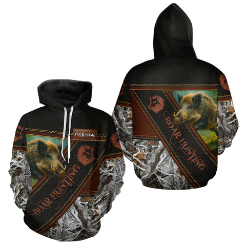 Maxcorners Personalized Name Boar Hunting Camouflage 3D All Over Printed Shirt, Boar Hunting Shirts LM0409
