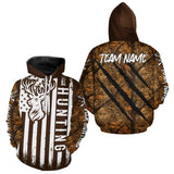 Maxcorners Personalized Brown Camo Deer Hunting Shirt with US Flag & Deer Buck, Hunter Gifts LM2608