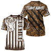 Maxcorners Personalized Brown Camo Deer Hunting Shirt with US Flag & Deer Buck, Hunter Gifts LM2608