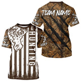 Maxcorners Personalized Brown Camo Deer Hunting Shirt with US Flag & Deer Buck, Hunter Gifts LM2608