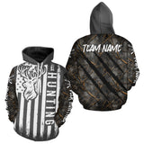 Maxcorners Personalized Dark Camo Deer Hunting Shirt with US Flag & Deer Buck, Hunter Gifts LM2608