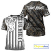 Maxcorners Personalized Dark Camo Deer Hunting Shirt with US Flag & Deer Buck, Hunter Gifts LM2608