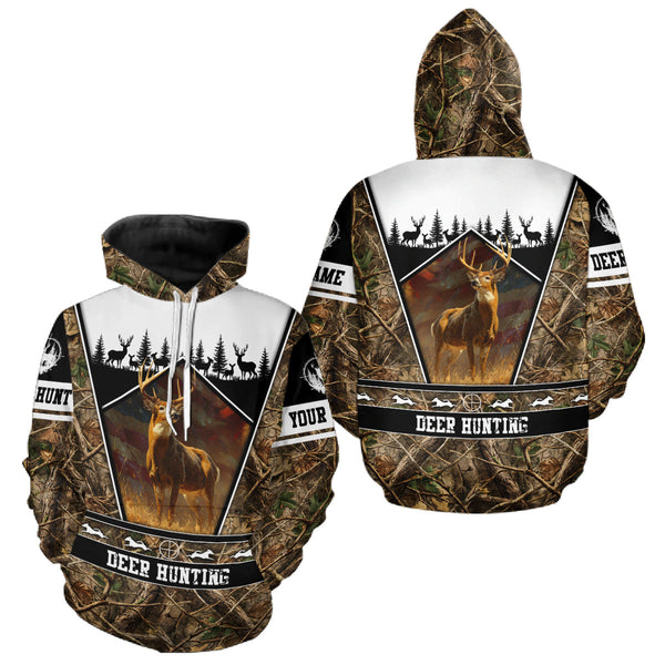 Maxcorners Whitetail Deer Camo 3D All Over Printed Shirts, Deer Hunting Crew Outfit, Hunting Gifts LM2608