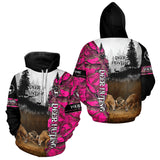 Maxcorners Deer Hunting Pink Camo Custom Name 3D All Over Print Shirts, Hunting Gifts LM2608