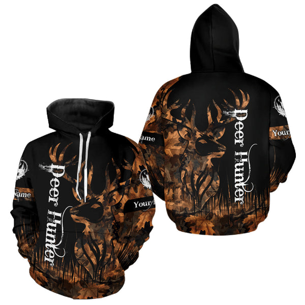 Maxcorners Personalized Deer Hunting Brown Camouflage Pattern with Big Buck Shirt, Big Game Clothes for Deer Hunters  LM2608