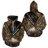 Maxcorners Deer Hunting Shirt Custom Name 3D All Over Print with Deer Skull & Brown Camo For Deer Hunters LM2608