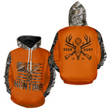 Maxcorners Personalized Deer Hunting Orange Camouflage Custom Name 3D Print Shirt, Deer Hunting Gifts LM2608