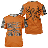 Maxcorners Personalized Deer Hunting Orange Camouflage Custom Name 3D Print Shirt, Deer Hunting Gifts LM2608